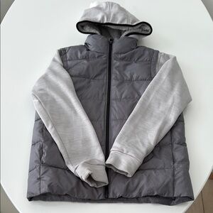 Old Navy Gray and Light Gray Hooded Puffer Jacket